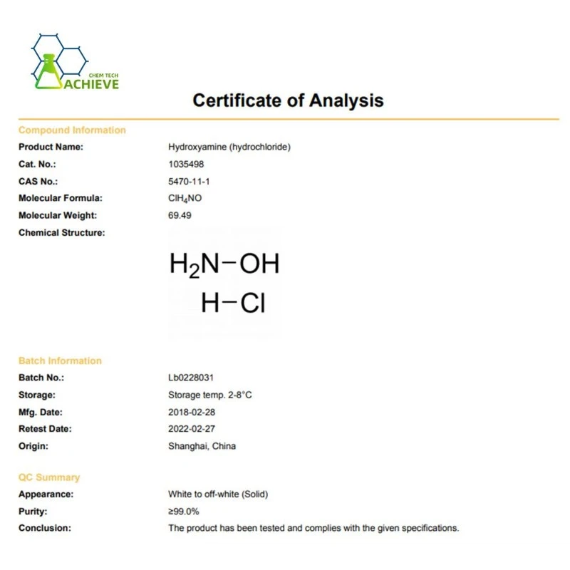 Hydroxylamine hydrochloride COA | Shaanxi BLOOM Tech Co., Ltd Hydroxylamine hydrochloride COA | Shaanxi BLOOM Tech Co., Ltd
