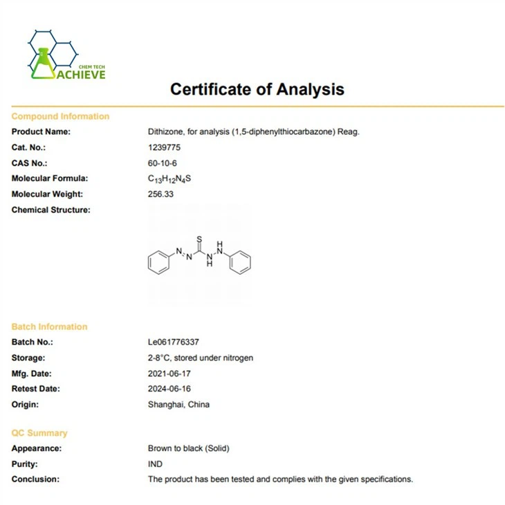 Dithizone Reagent CAS No. 60-10-6