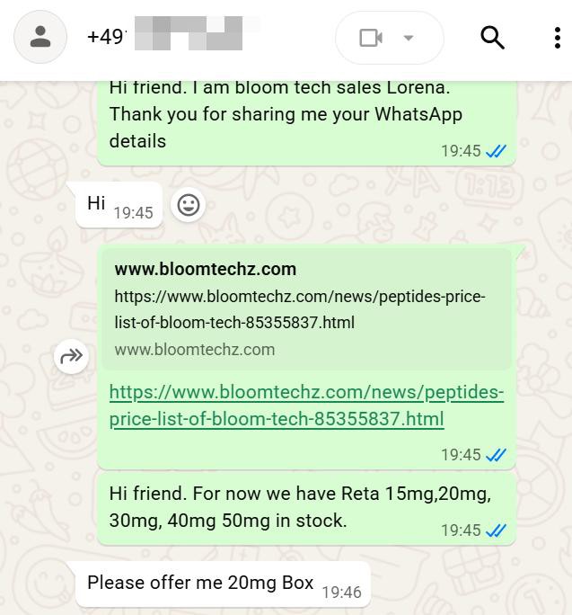 Retatrutide order from Germany | Shaanxi BLOOM Tech Co.,Ltd Retatrutide order from Germany | Shaanxi BLOOM Tech Co.,Ltd